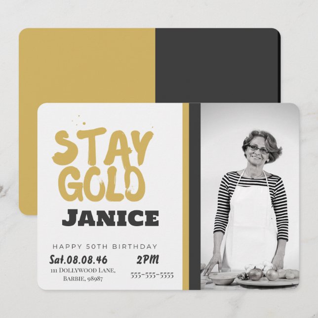 Fabolous Gold Golden 50th Personalized Invitation (Front/Back)