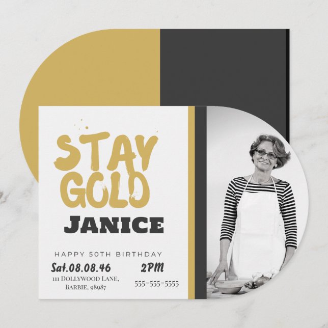 Fabolous Gold Golden 50th Personalized Invitation (Front/Back)