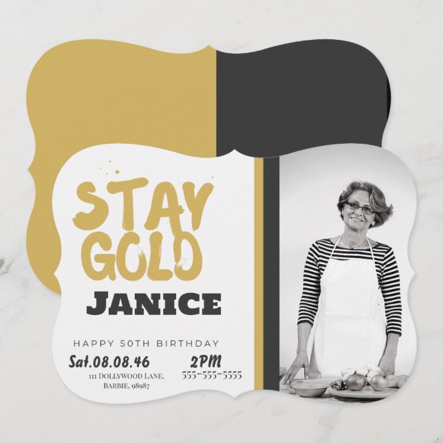Fabolous Gold Golden 50th Personalized Invitation (Front/Back)