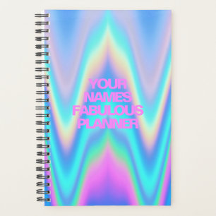 Fabolous neon holographic unicorn pink name planner