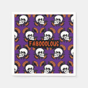 Faboolous Creepy Scary Skulls Halloween Pattern Napkins