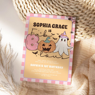 Faboolous Cute Ghost Groovy Halloween Birthday Invitation