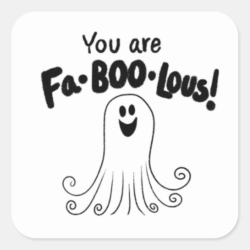 Faboolous doodled ghost  square sticker