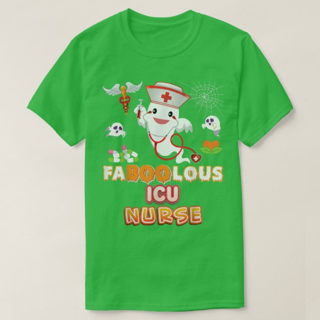 Faboolous ICU Nurse Fabulous Halloween Ghost Pumpk T-Shirt (Design Front)
