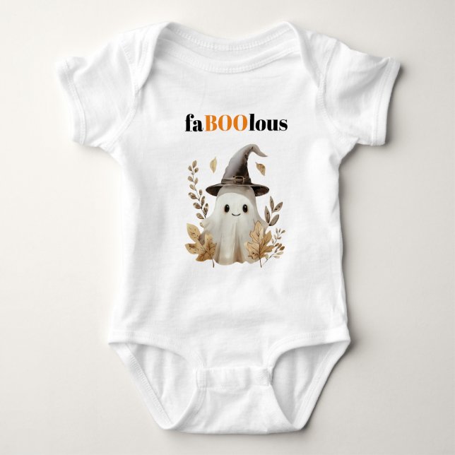 FaBOOlous Kid's Halloween Cute Ghost Witch Baby Bodysuit (Front)