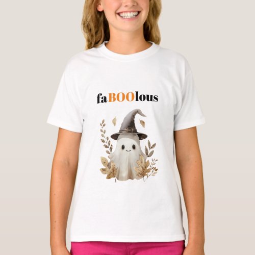 FaBOOlous Kids T_shirt Cute Ghost Witch