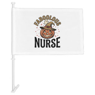 Faboolous Nurse Halloween Pumpkin Vintage Shirt De Car Flag
