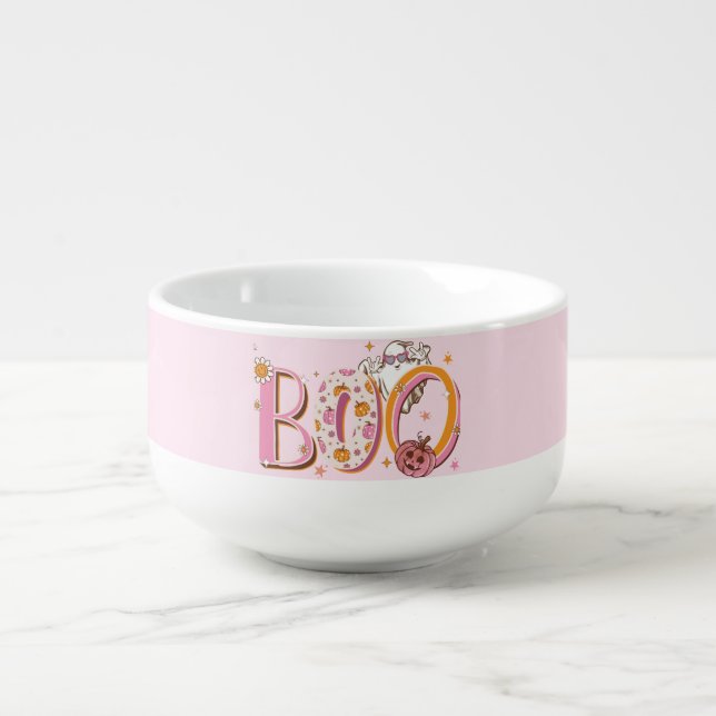 FaBOOlous Pink and Preppy Halloween Soup Mug (Front)