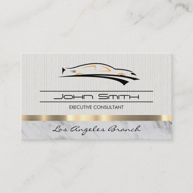 Fabric and Marble with Metallic Trim Business Card (Front)