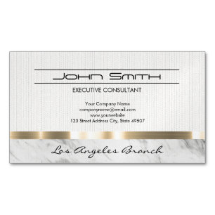Fabric and Marble with Metallic Trim Business Card Magnet