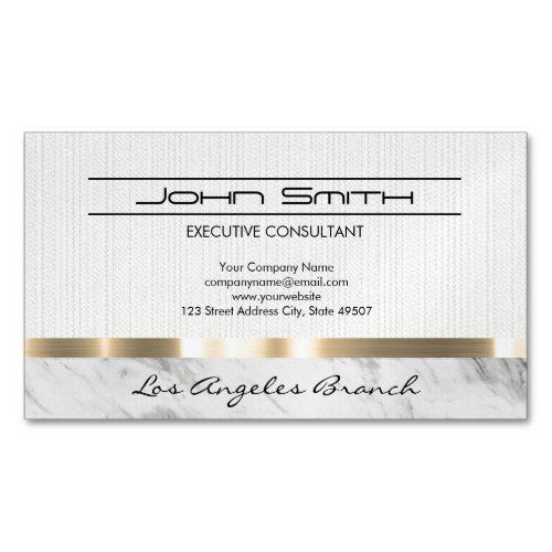 Fabric and Marble with Metallic Trim Business Card Magnet