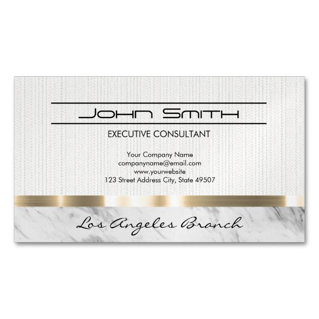 Fabric and Marble with Metallic Trim Business Card Magnet (Front)