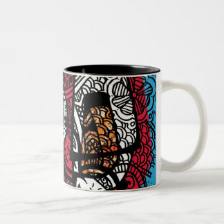 Fabric and PaintBrushes Two-Tone Coffee Mug