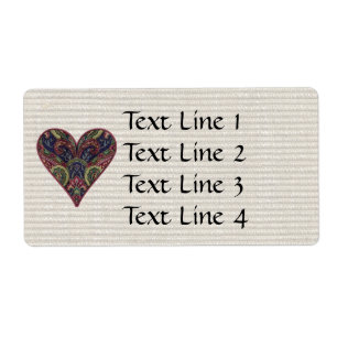 Fabric Applique Heart Collage Label