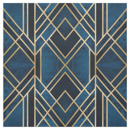 Fabric _ Art Deco Blue  Gold Mirrored