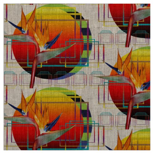 Fabric  Bird of Paradise Geometric Sunset