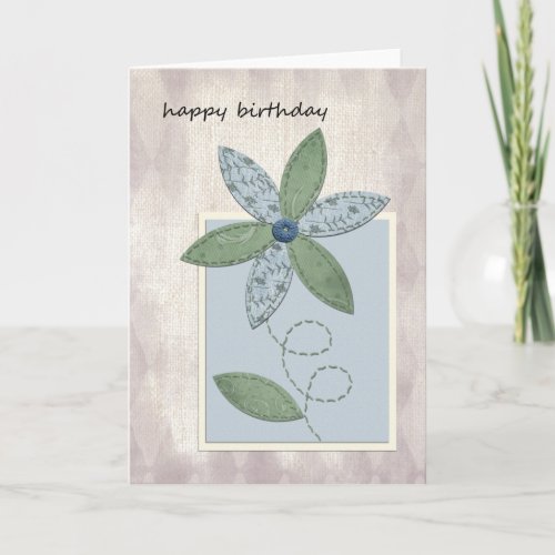 Fabric Birthday Flower Card