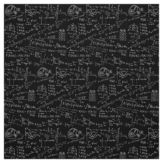 Fabric - Black And White Math formula (Swatch)