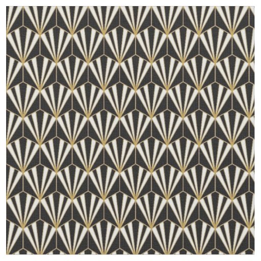 Fabric - Black White Gold Art Deco