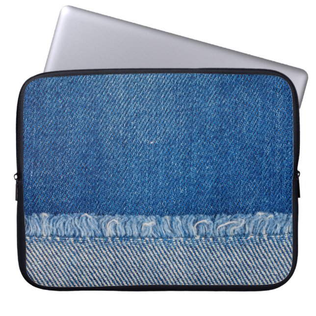 Fabric Blue Jeans Background, Denim texture Laptop Sleeve (Front)