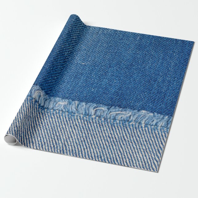 Fabric Blue Jeans Background, Denim texture Wrapping Paper (Unrolled)