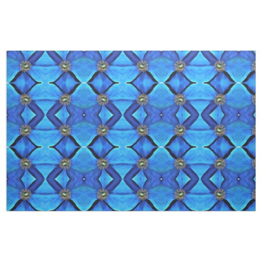 Fabric - Blue Poppy Abstract