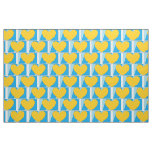 Fabric, blue with yellow hearts fabric
