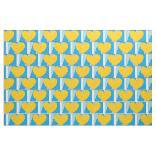 Fabric, blue with yellow hearts fabric