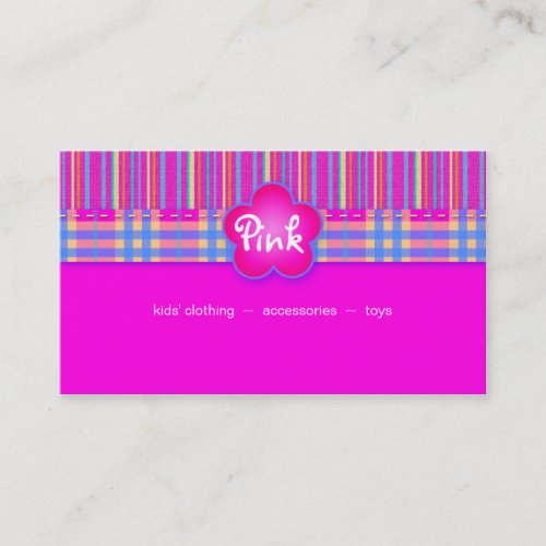 Fabric Business Card Plaid Stripes Pink