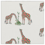 Fabric-Christmas Giraffes Fabric