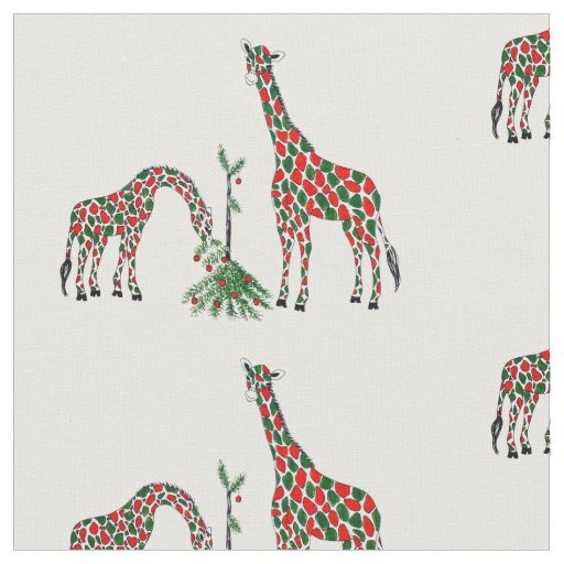 Fabric-Christmas Giraffes Fabric