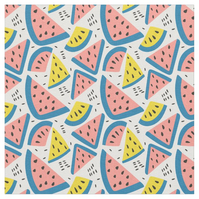Fabric, Combed Cotton (56" wide) with a watermelon Fabric (Close Up)