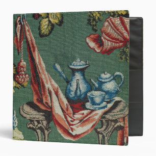 Fabric depicting a chocolate pot and a teapot 3 ring binder