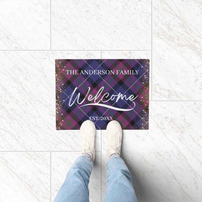fabric diagonal texture and gold foil Welcome Doormat (Indoor)
