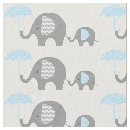 Fabric - Elephants Blue