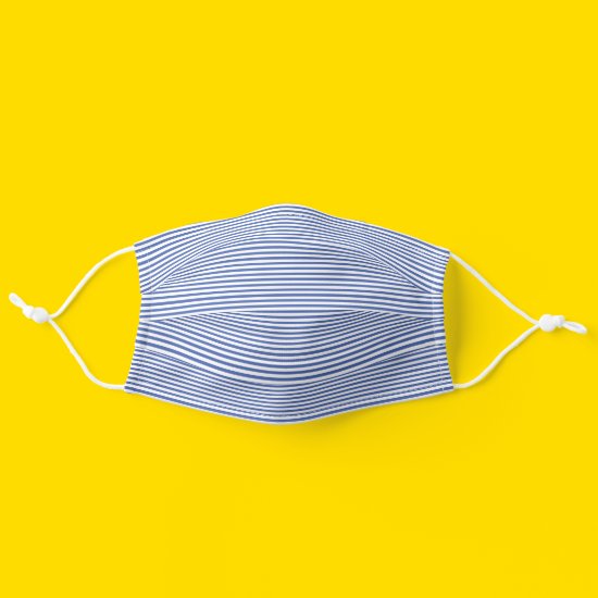 Fabric Face Mouth Mask Polyester Blue Stripes