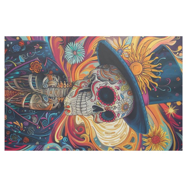 Fabric Fat Quarter Sugar Skull Day of the Dead  (Fat Quarter)