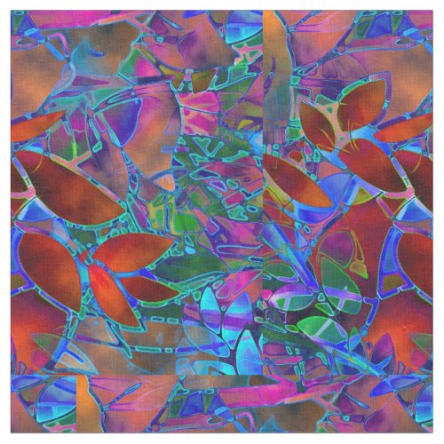 Fabric Floral Abstract Stained Glass