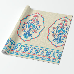 Fabric floral seamless pattern in ethnic style wrapping paper
