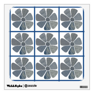 Fabric Flower Collage Choice of Background Color Wall Decal