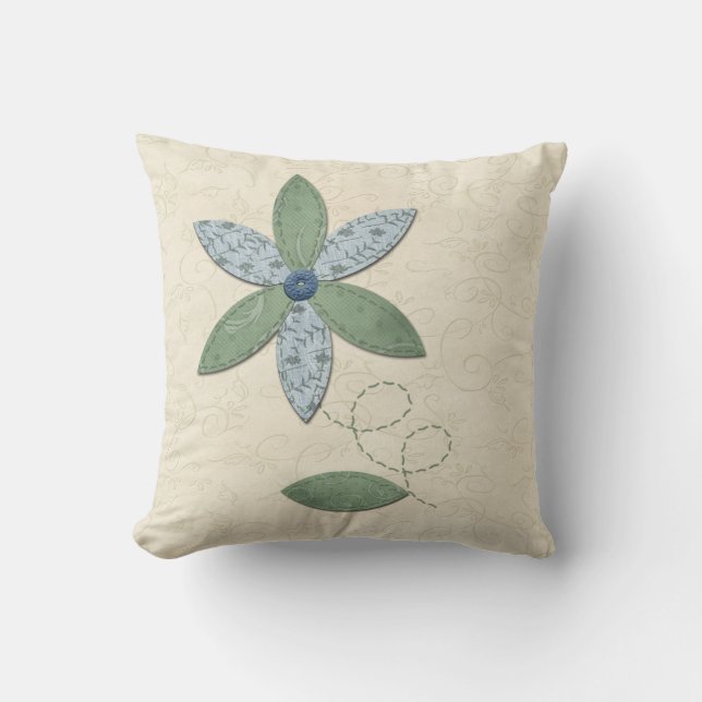 Fabric Flower Throw Pillow (Front)