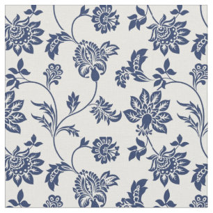 Fabric - French Floral blue and White 