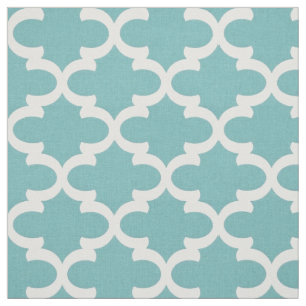 Fabric - Geometric Blue & White Pattern