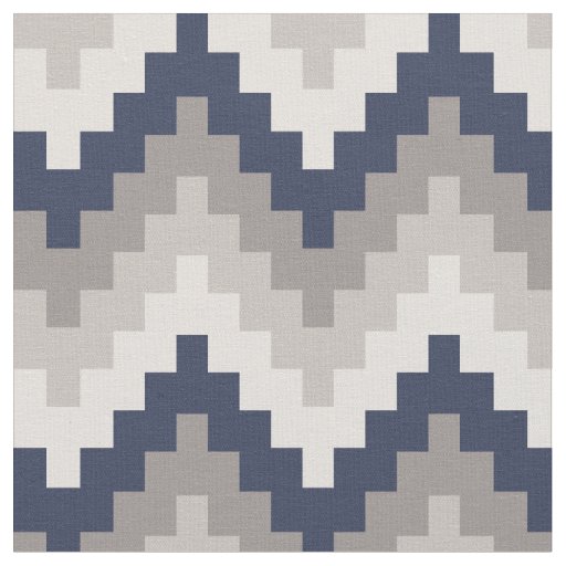 Fabric Geometric Chevron Pattern Azul and Gray
