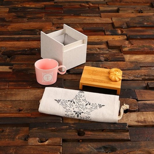 Fabric Gift Box with Serving Tray and Ceramic Mugs (Front)