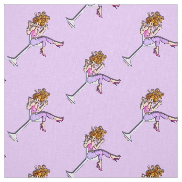 Retro Martini Glass Fabric