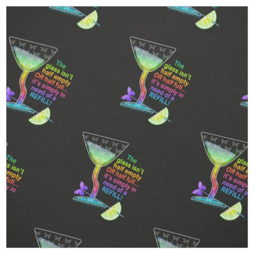 FABRIC - GLASS HALF FULL, Cocktail Humor
