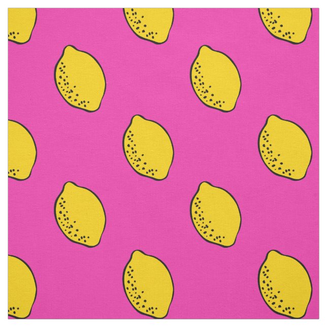 Fabric: Hot Pink & Yellow Lemon Print Fabric (Swatch)
