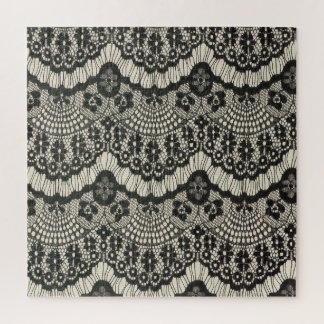 Fabric Lace Ornament on White. Jigsaw Puzzle