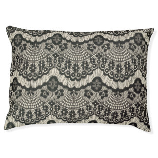 Fabric Lace Ornament on White. Pet Bed